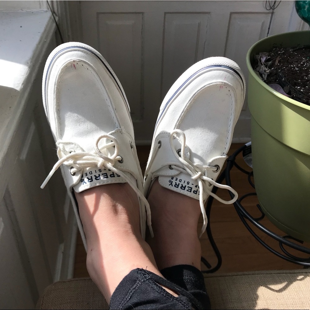 Sperry white boat shoes!
